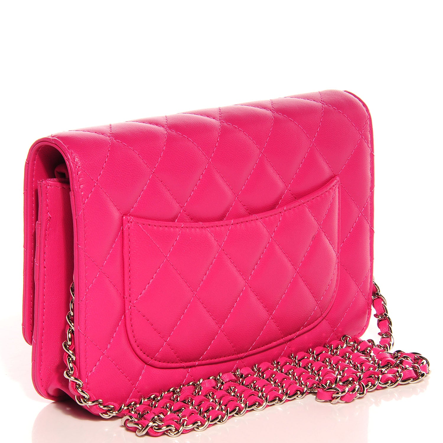 Chanel Lambskin Wallet On Chain WOC Fuchsia 3 of 8