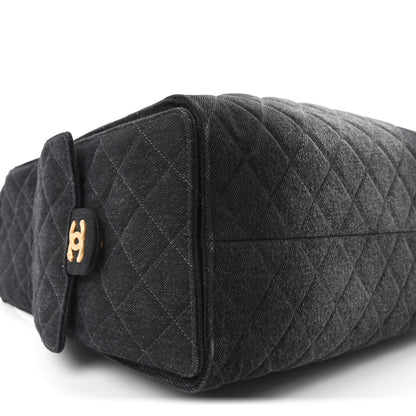 Chanel Washed Denim Quilted Medium Chanel 25 Handbag Black 10 of 11