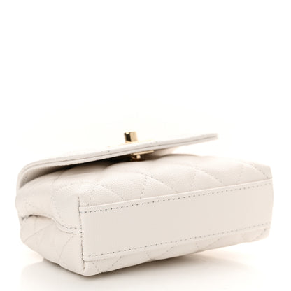 Chanel Caviar Quilted Nano Coco Handle Clutch With Chain White 4 of 11