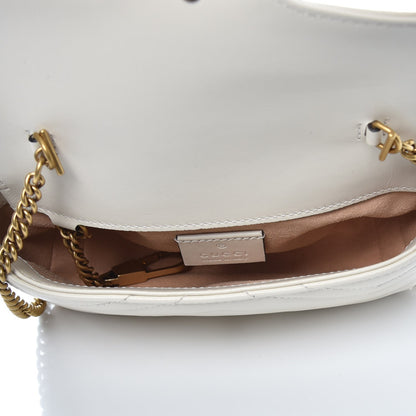 Gucci Calfskin Matelasse Super Mini GG Marmont Shoulder Bag White 5 of 8