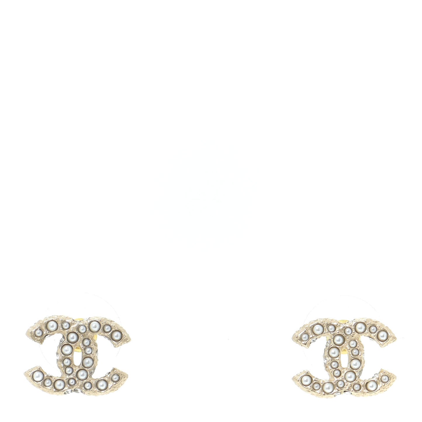 Crystal Pearl CC Earrings Gold