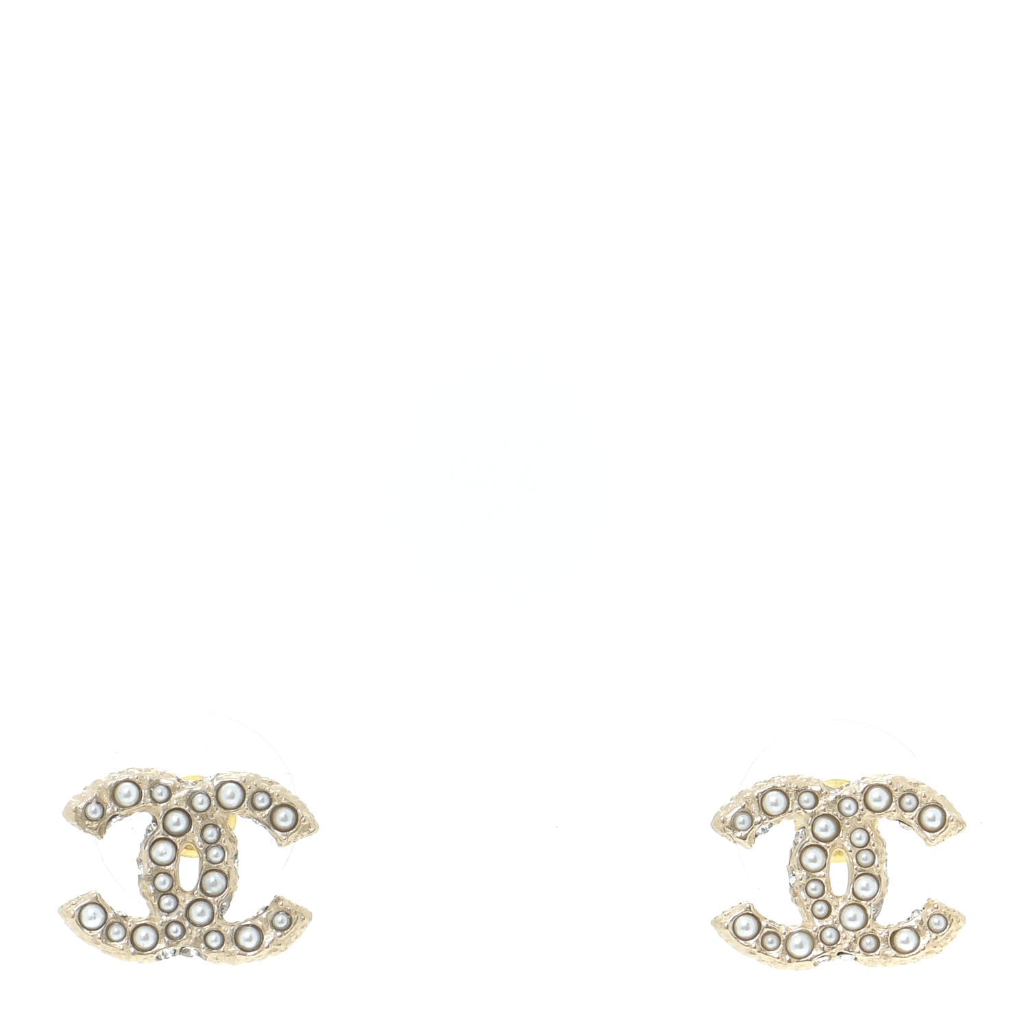 Chanel Crystal Pearl CC Earrings Gold 1 of 5