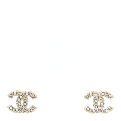Chanel Crystal Pearl CC Earrings Gold 1 of 5