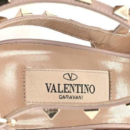 Valentino Garavani Pebbled Calfskin Rockstud Ankle Strap 100mm Pumps 37 Poudre 8 of 10