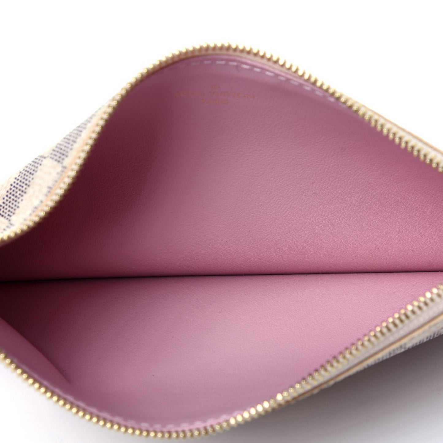 Damier Azur Pochette Felicie Chain Wallet Rose Ballerine