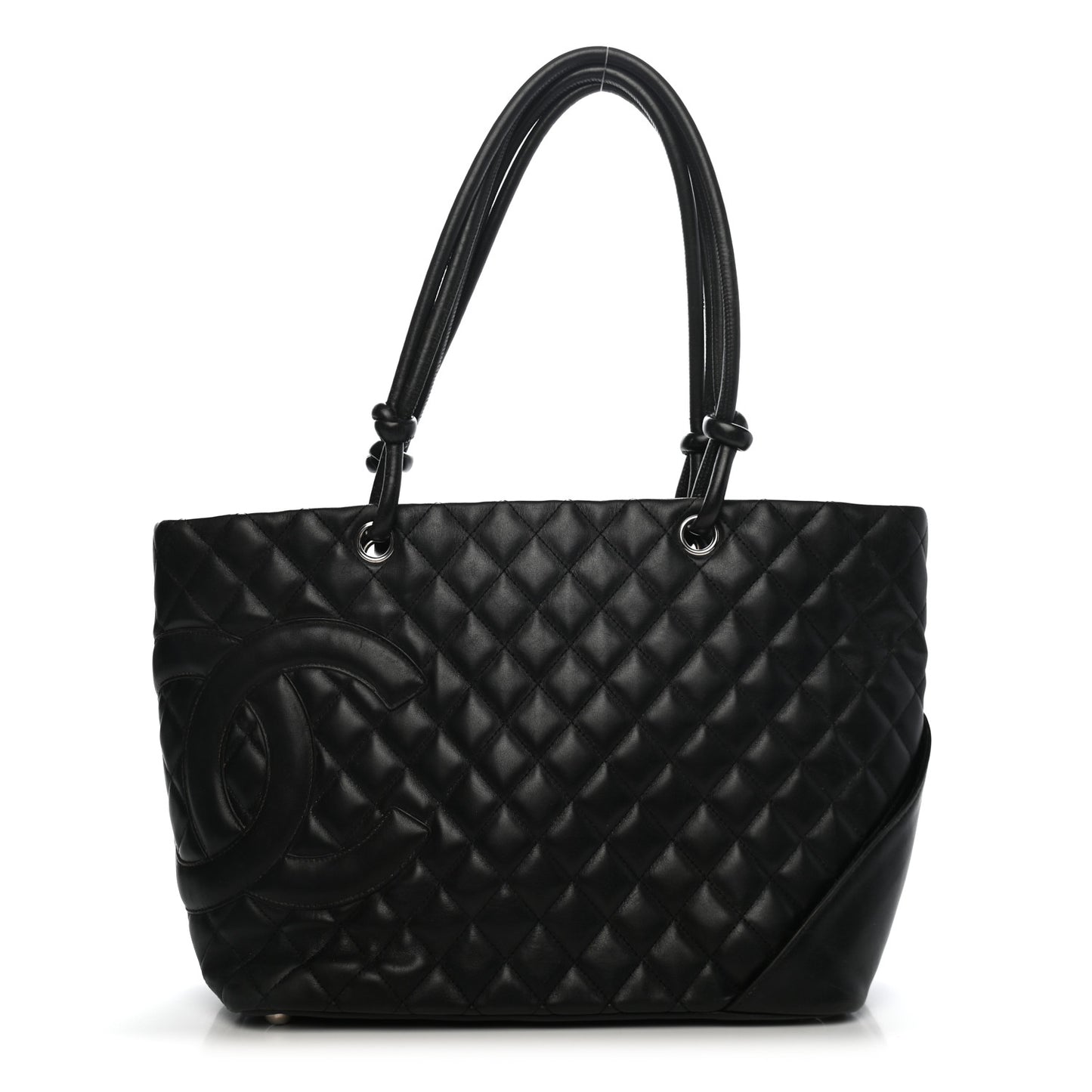 Calfskin Quilted Large Cambon Tote Black