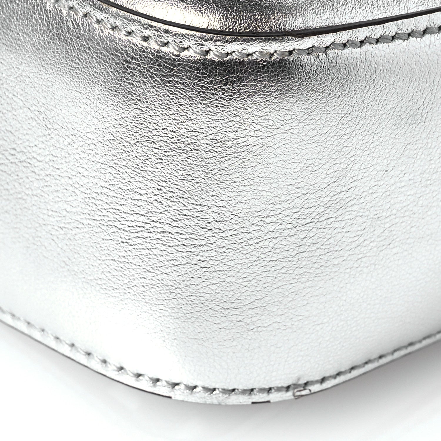 Fendi PVC Vitello Catalan Mirror Sequin FF Baguette Argento 10 of 11