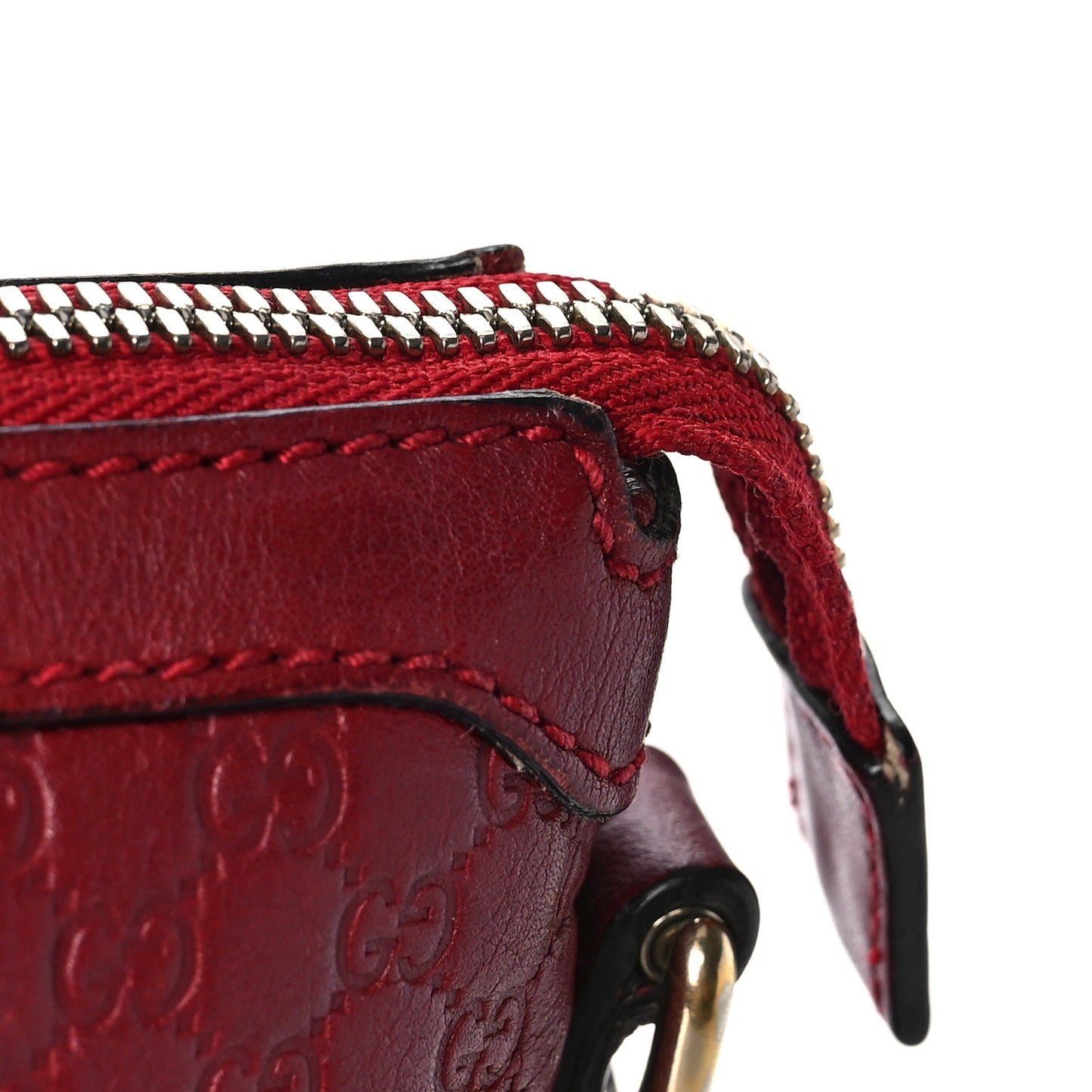 Soft Microguccissima Small Zippered Satchel Rosso