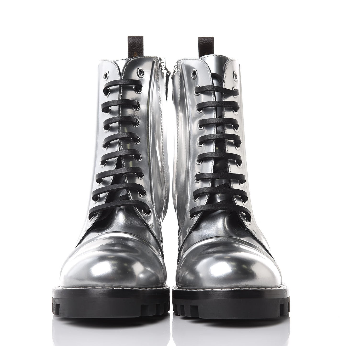 Patent Calfskin Spaceship Star Trail Ankle Boots 37 Silver