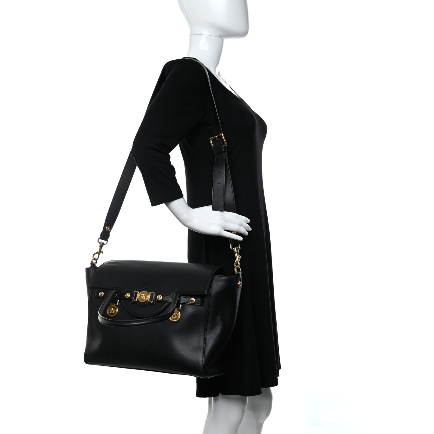 Calfskin Medusa Coin Tote Black