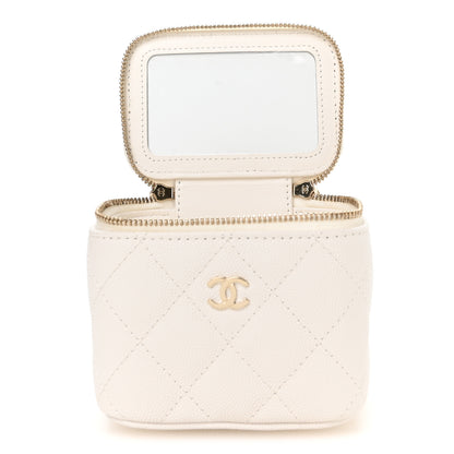 Chanel Caviar Quilted Mini Vanity Case With Chain White 5 of 11