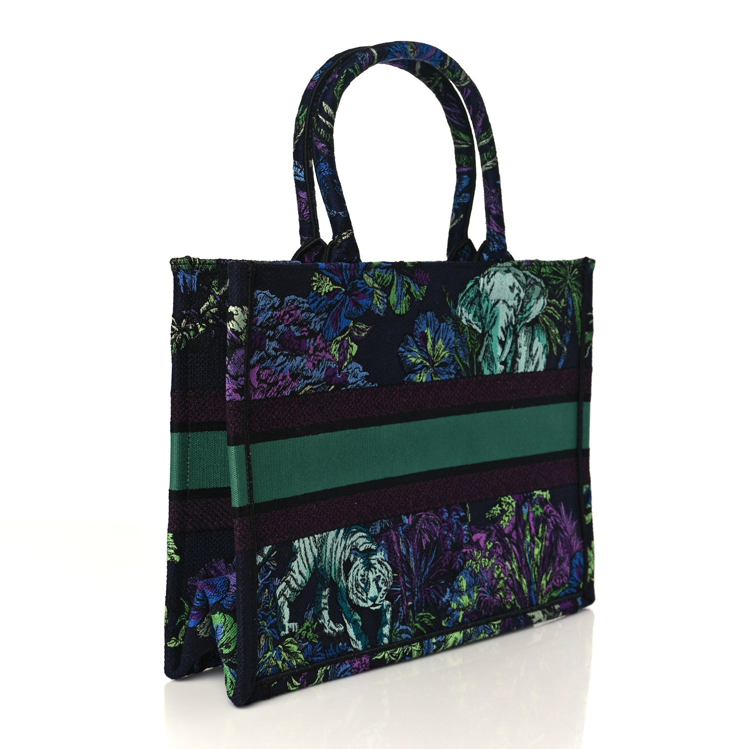 Christian Dior Canvas Embroidered Medium Toile De Jouy Voyage Book Tote Blue Multicolor 3 of 9
