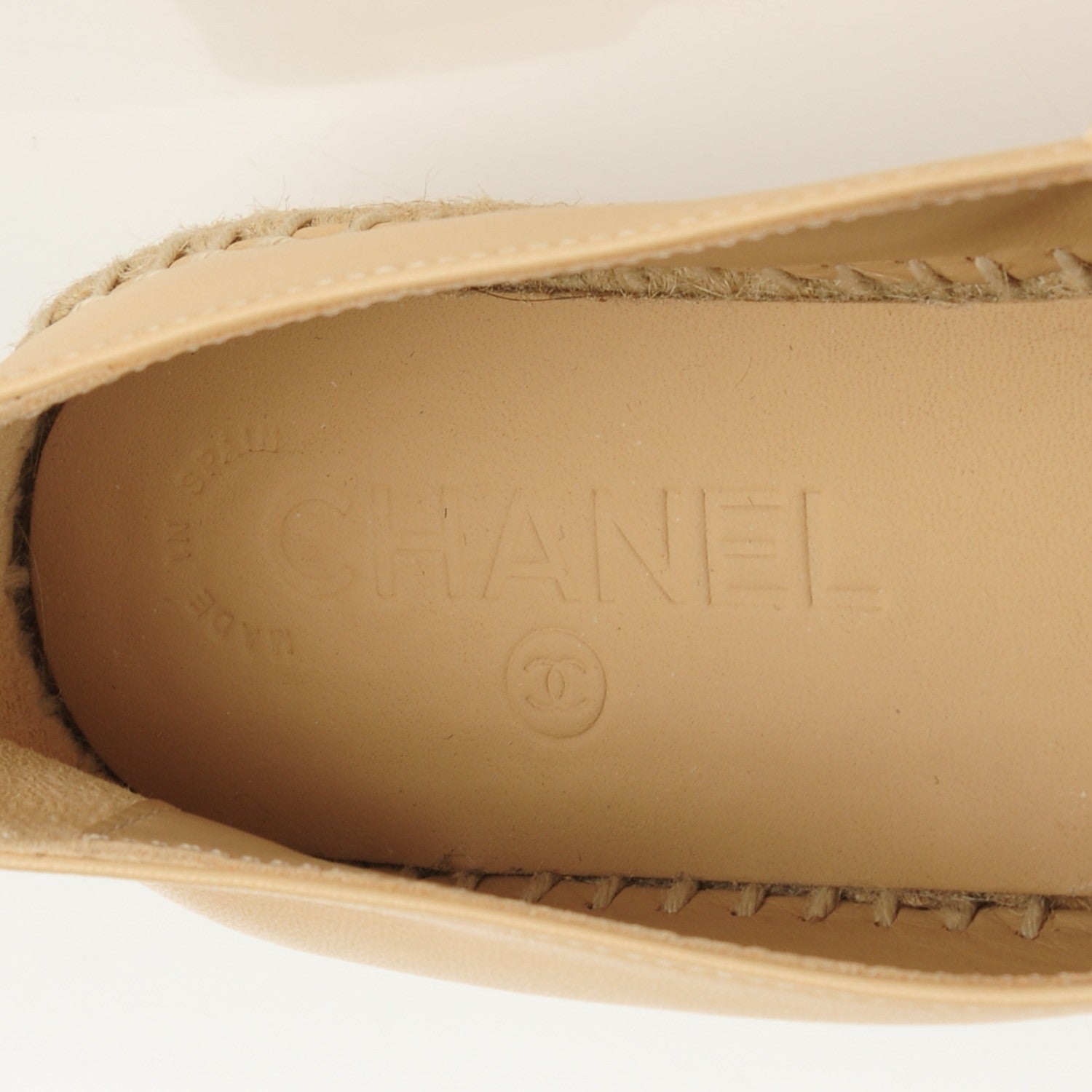Chanel Lambskin CC Espadrilles 37 Beige Black 8 of 9