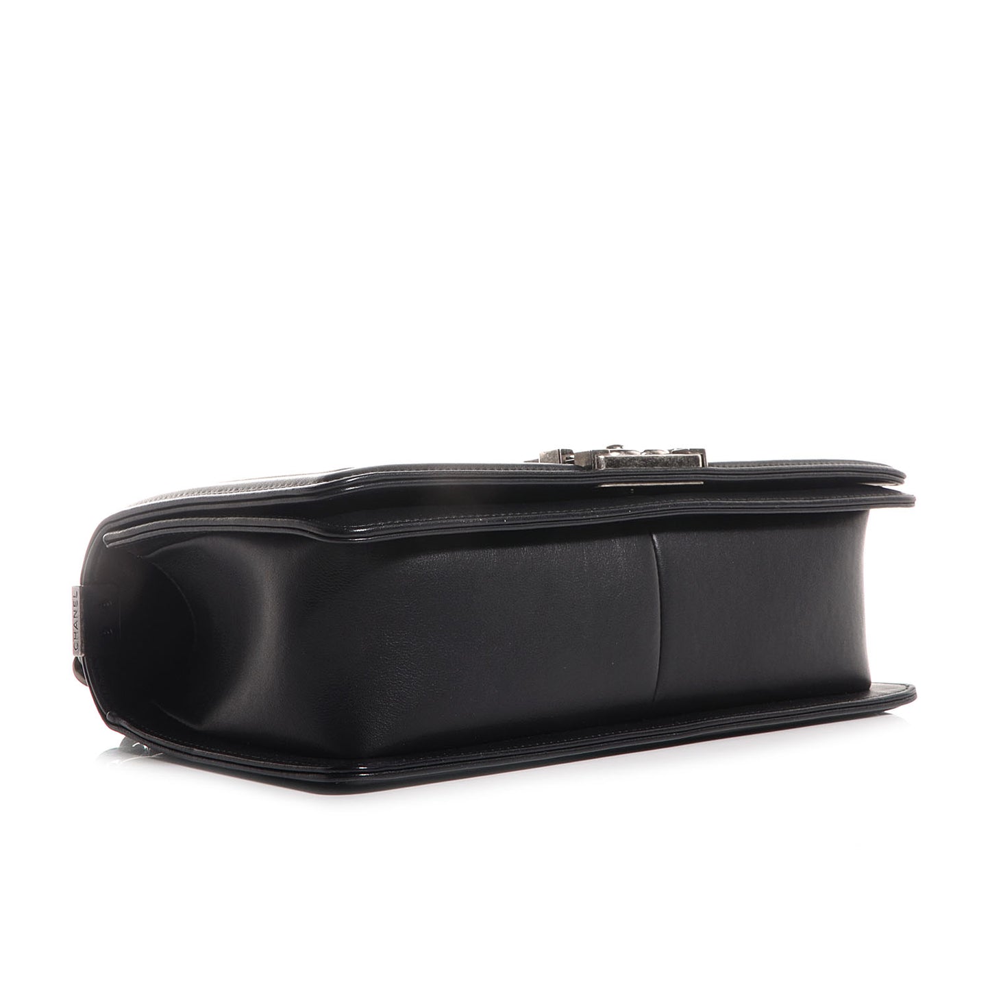 Metallic Calfskin Quilted Medium Boy Flap Black