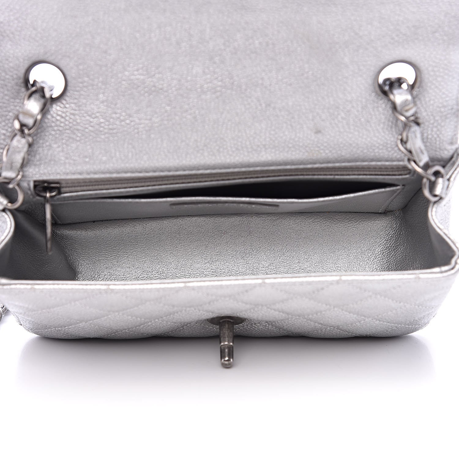 Chanel Metallic Caviar Quilted Mini Rectangular Flap Silver 5 of 13