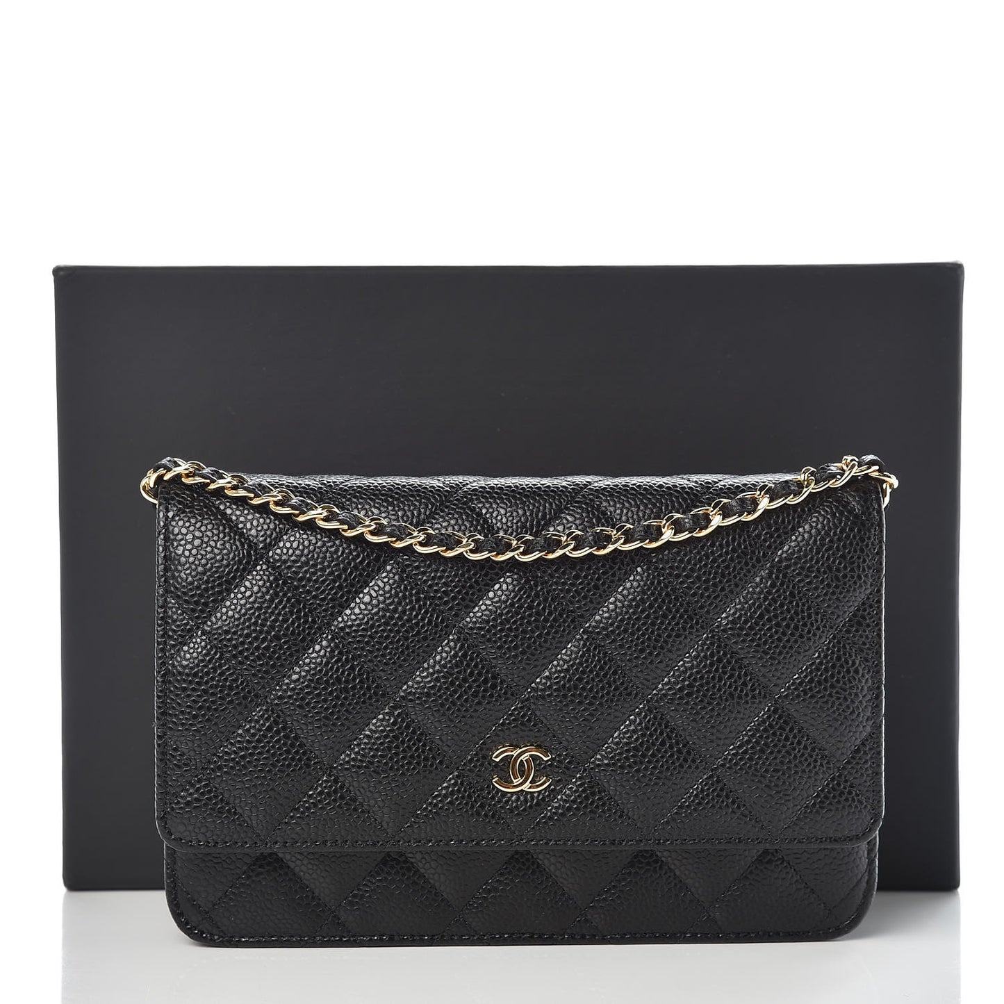Caviar Quilted Wallet On Chain WOC Black
