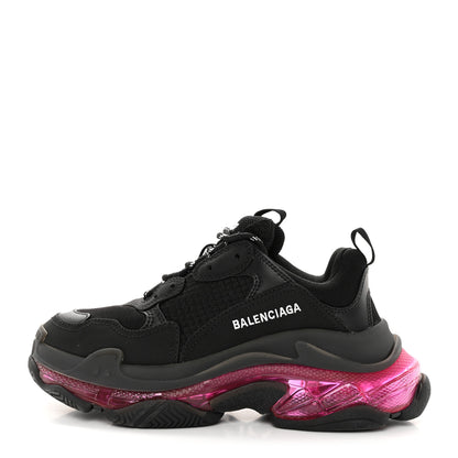 Balenciaga Fabric Mesh Clear Sole Womens Triple S Sneakers 39 Black Pink Neon 1 of 16