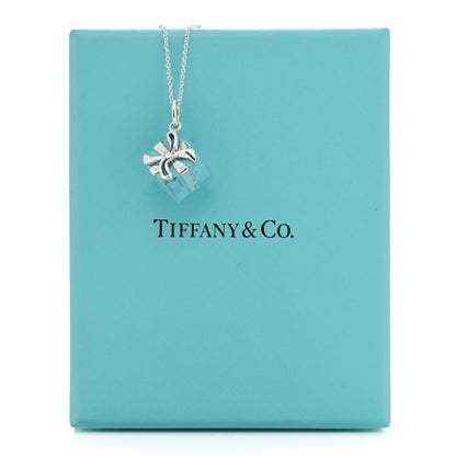 Tiffany Sterling Silver Enamel Gift Box Charm Necklace Blue 5 of 5
