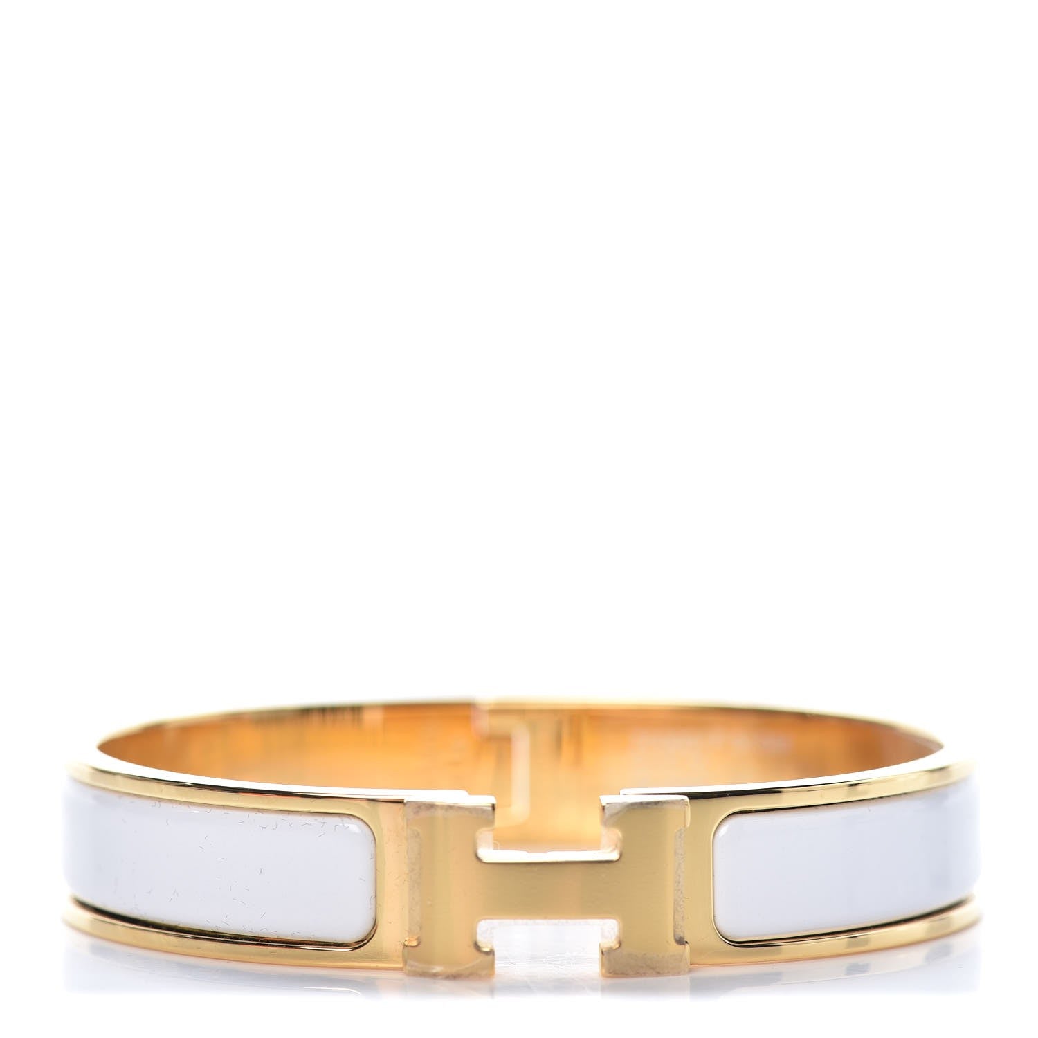 Hermes Enamel Narrow Clic Clac H Bracelet GM White 1 of 7