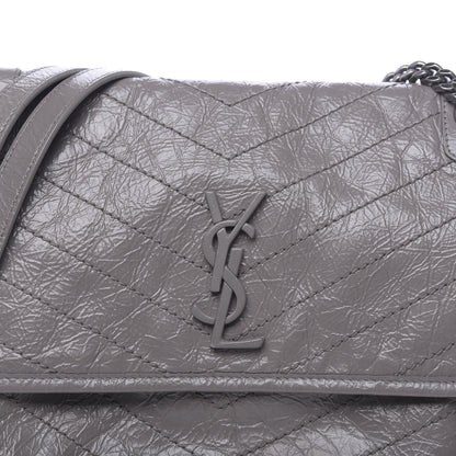 Saint Laurent Crinkled Calfskin Matelasse Monogram Medium Niki Chain Satchel Fog 7 of 10