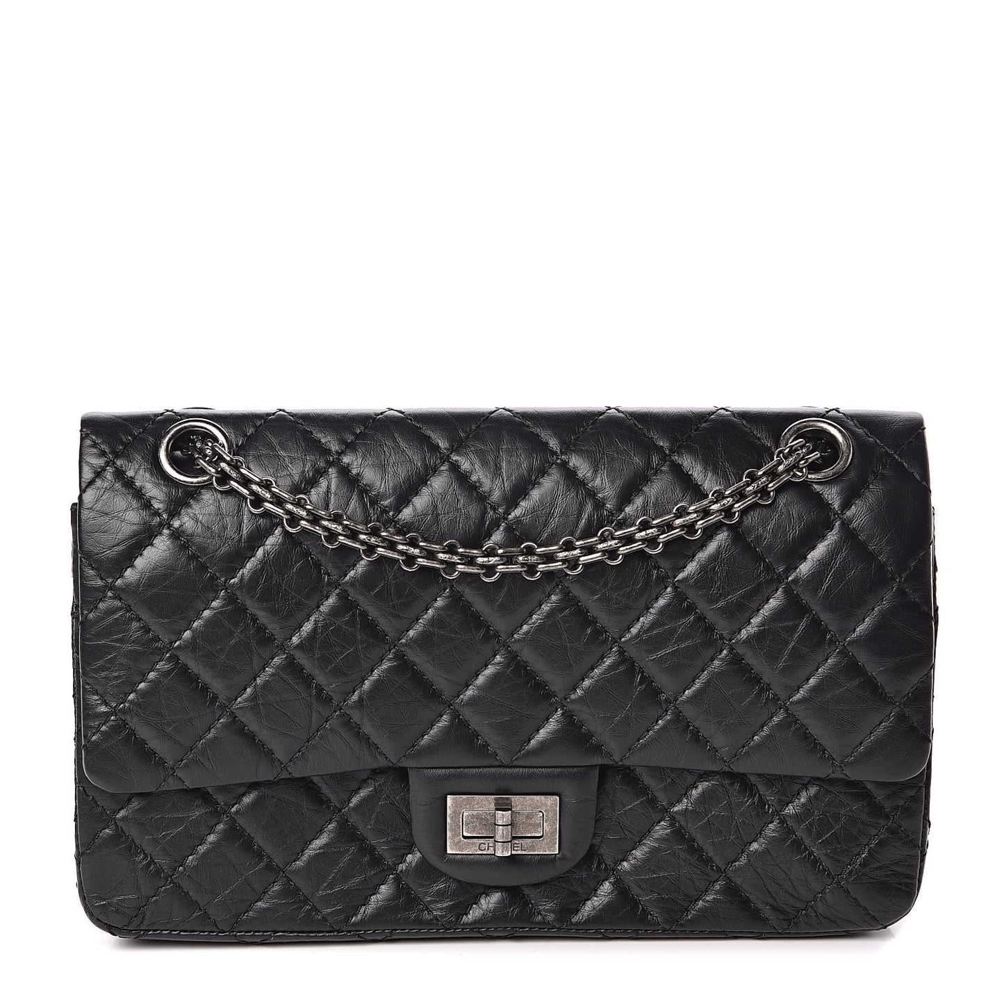 Aged Calfskin Quilted 2.55 Reissue 225 Flap Black