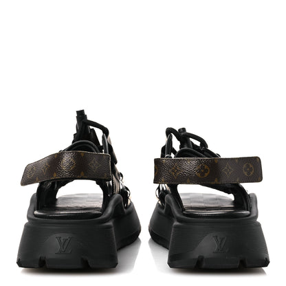 Louis Vuitton Lambskin Sunset Comfort Platform Sandals 38 Black 6 of 11