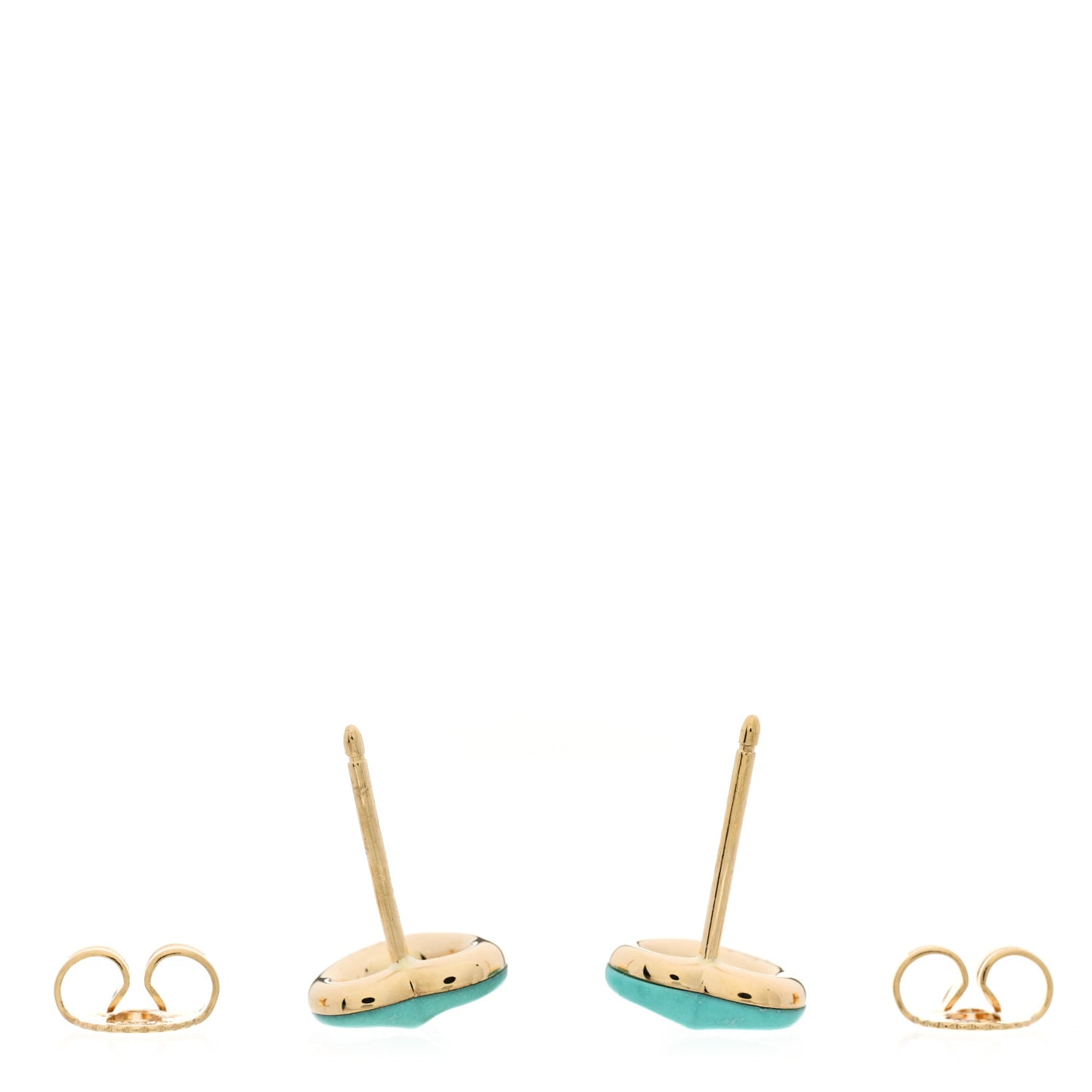 18K Yellow Gold Turquoise Elsa Peretti Open Heart Earrings