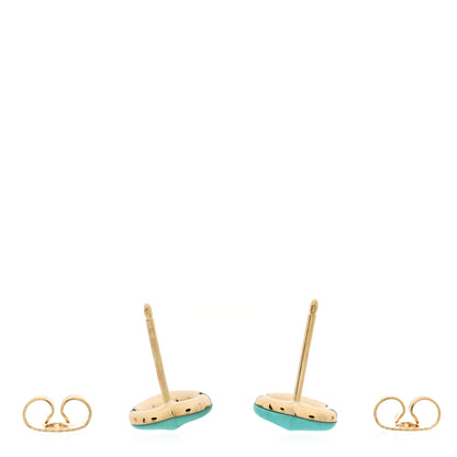 Tiffany 18K Yellow Gold Turquoise Elsa Peretti Open Heart Earrings 3 of 5