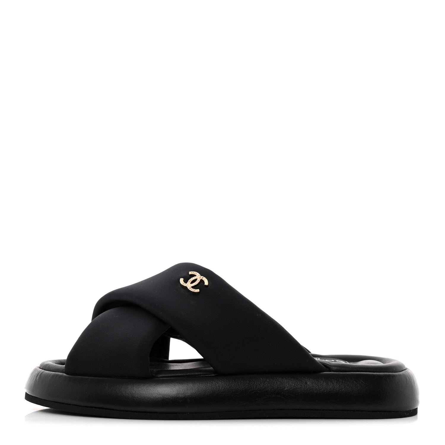 Chanel Fabric CC Mules Sandals 36 Black 1 of 15