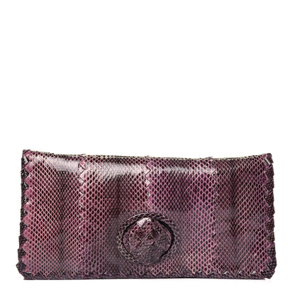 Bottega Veneta Snakeskin Turnlock Clutch Purple 1 of 9