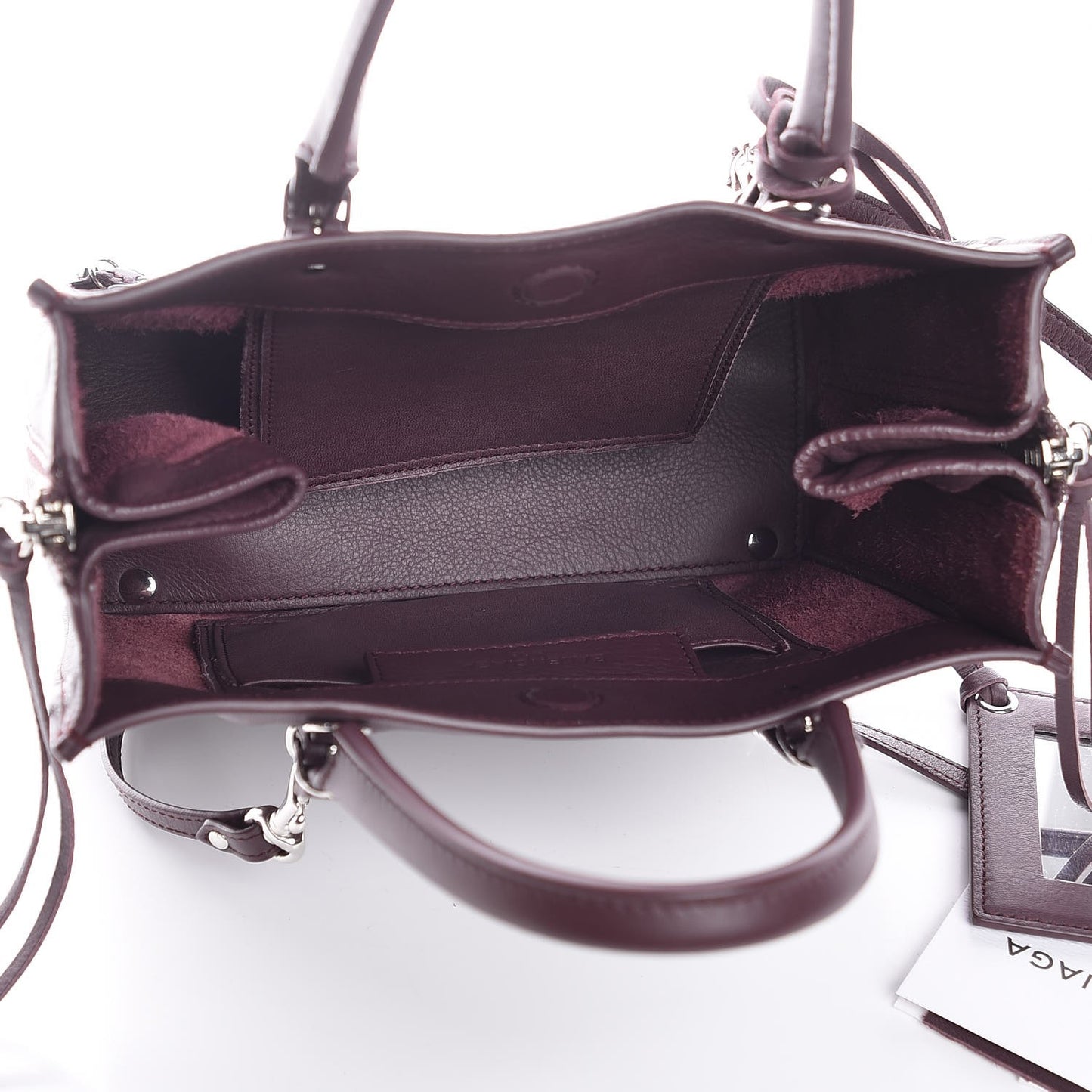Calfskin Papier Mini A4 Zip Around Tote Rouge Aubergine