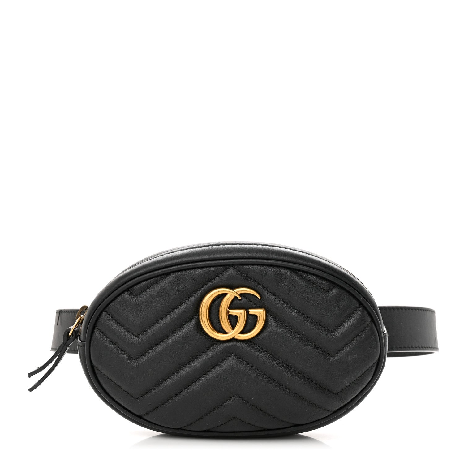 Gucci Calfskin Matelasse GG Marmont Belt Bag 85 34 Black 1 of 17