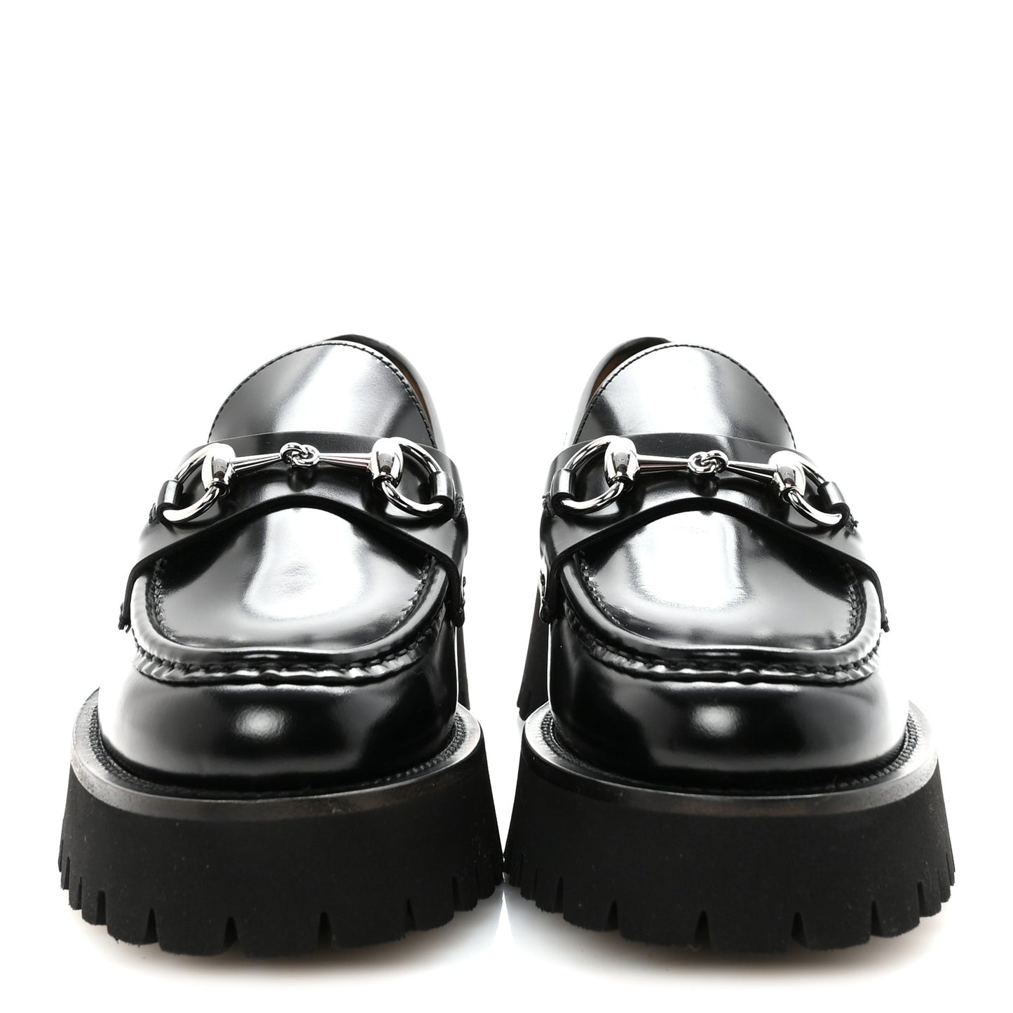 Cordovan Lux Womens Horsebit 45mm Platform Loafers 37 Black