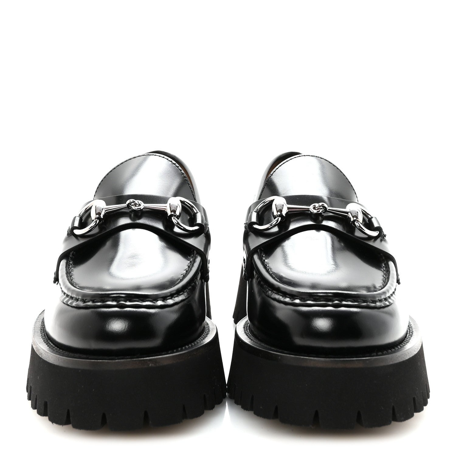 Gucci Cordovan Lux Womens Horsebit 45mm Platform Loafers 37 Black 3 of 10