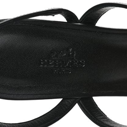 Hermes Calfskin Glamour 75 Sandals 39 Black 7 of 9
