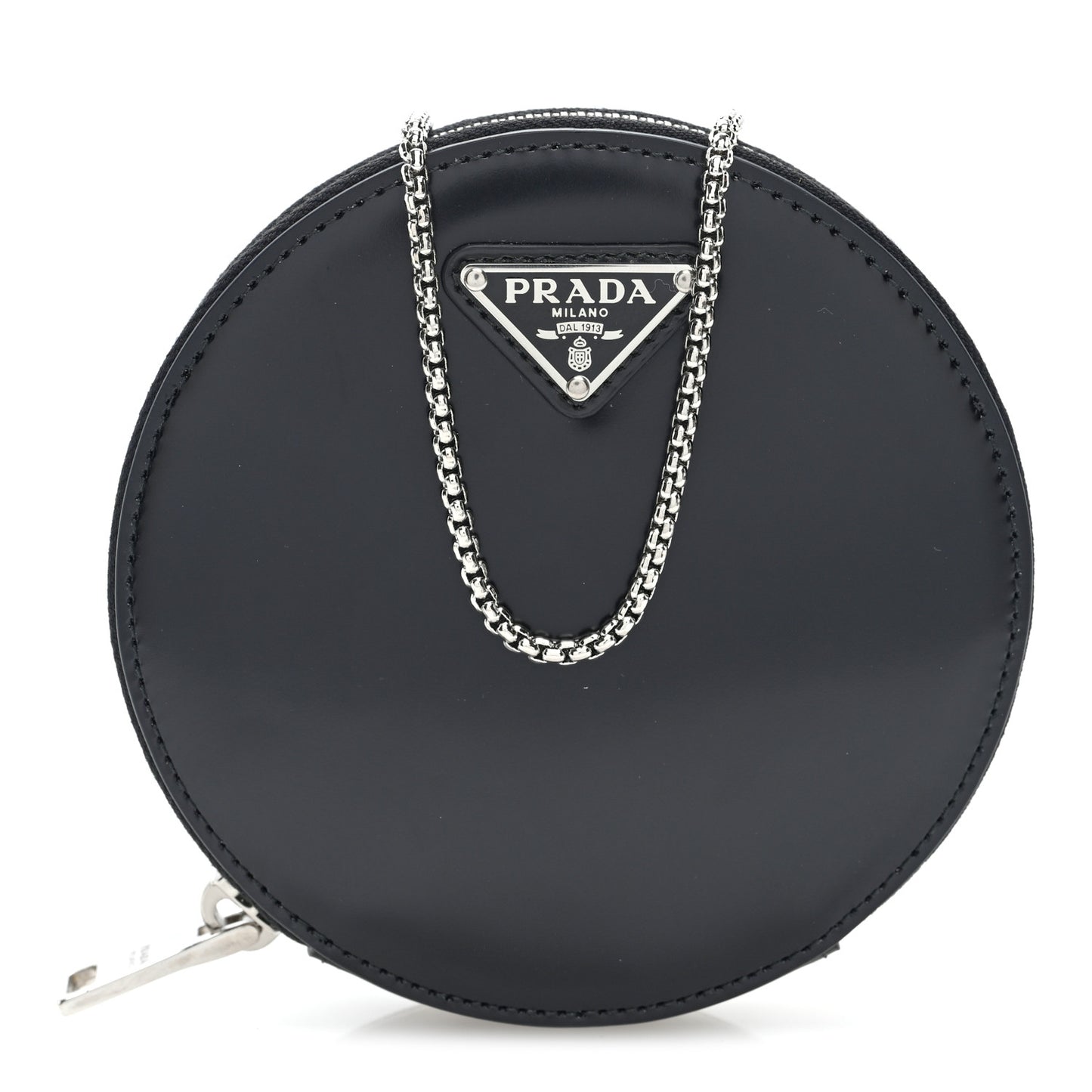 Spazzolato Round Chain Coin Crossbody Pouch  Black