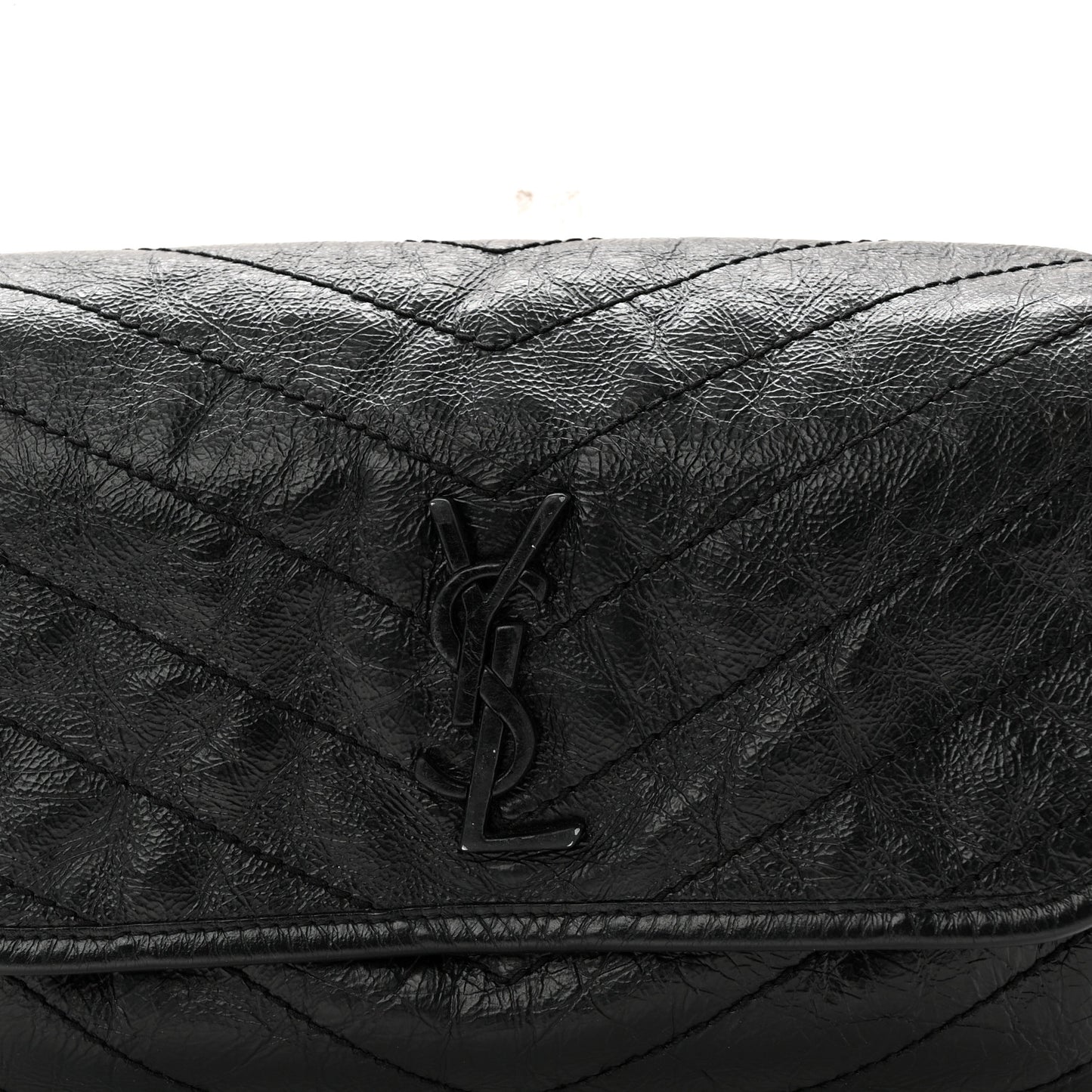 Crinkled Calfskin Matelasse Monogram Niki Body Bag Black