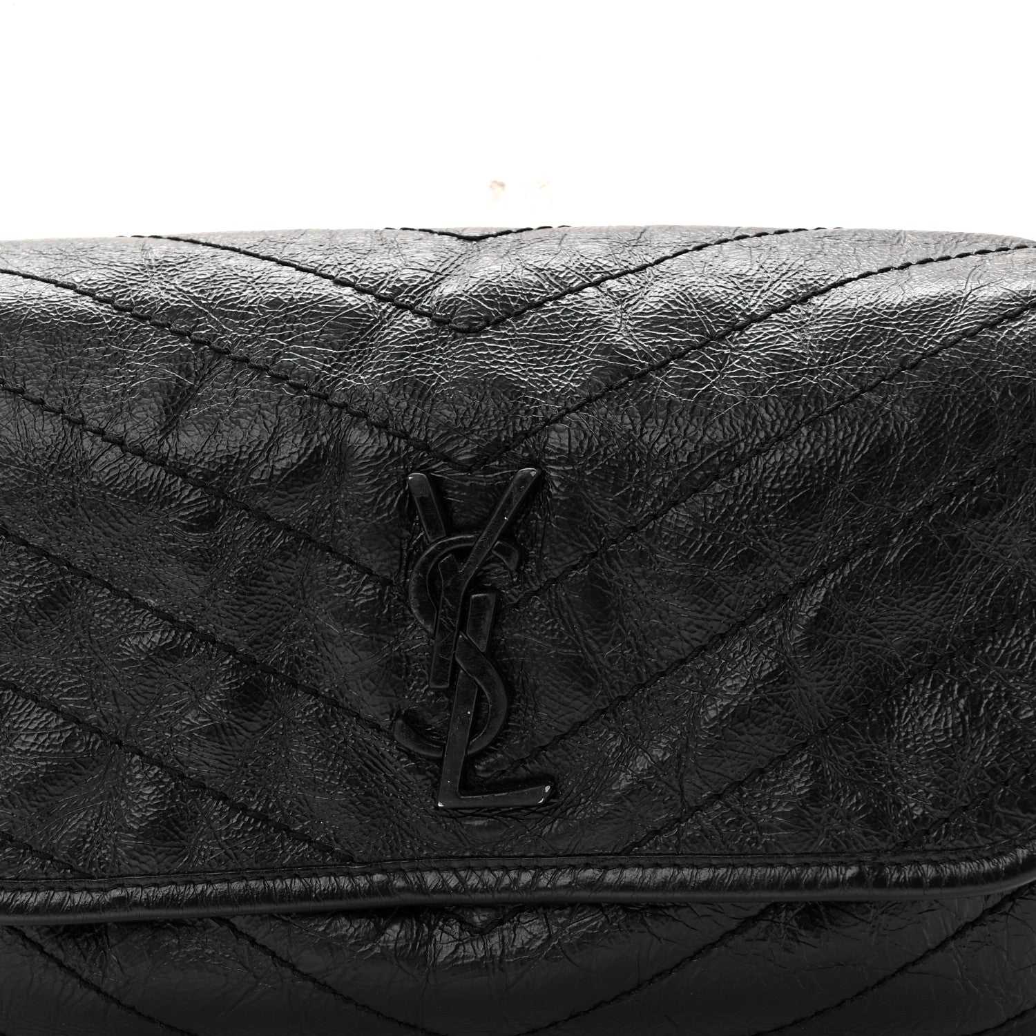 Saint Laurent Crinkled Calfskin Matelasse Monogram Niki Body Bag Black 8 of 11