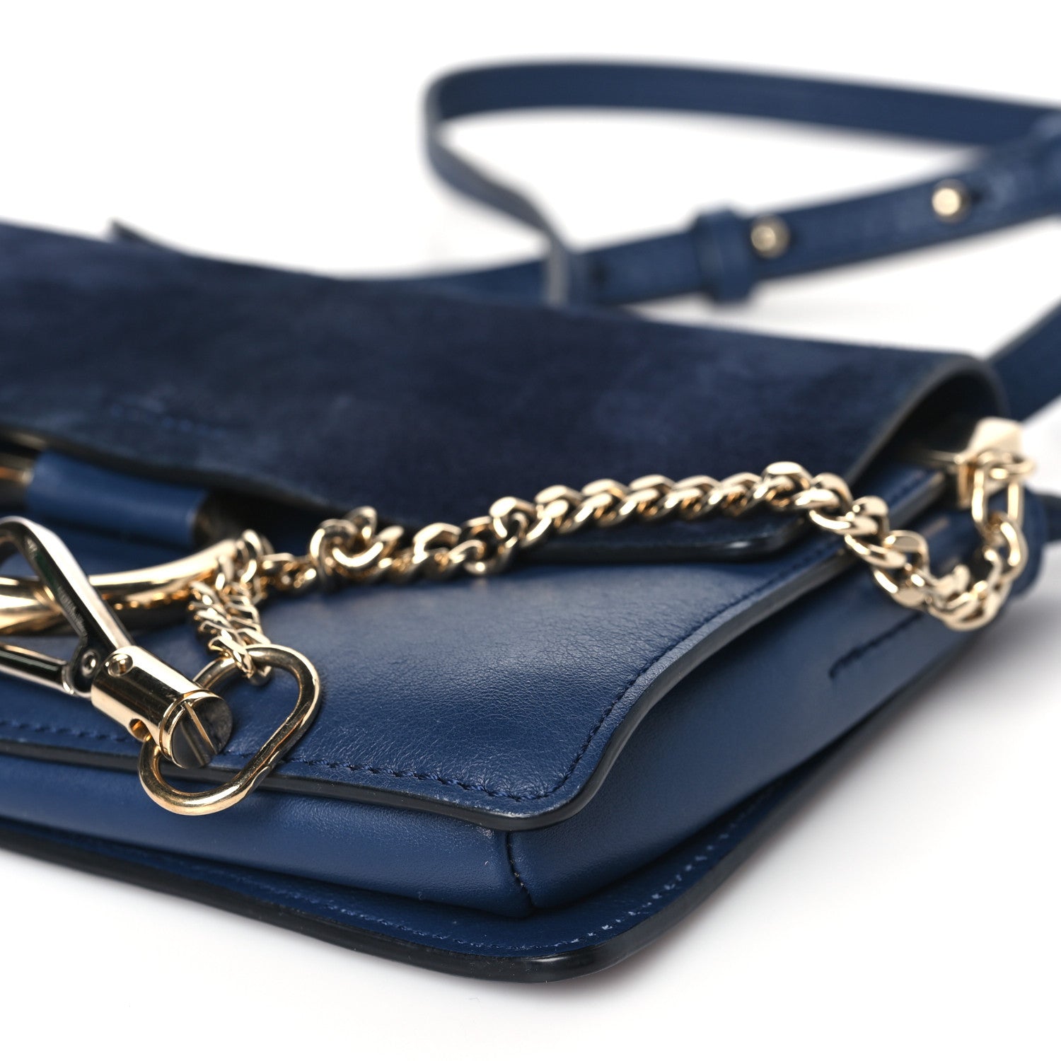 Chloe Suede Calfskin Small Faye Shoulder Bag Denim Blue 10 of 10
