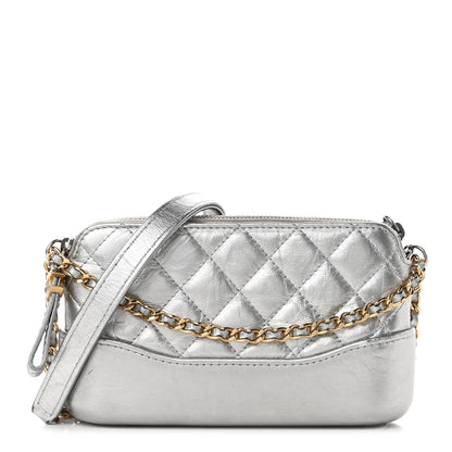 Chanel Metallic Lambskin Calfskin Quilted Small Gabrielle Clutch With Chain Silver 1 of 10