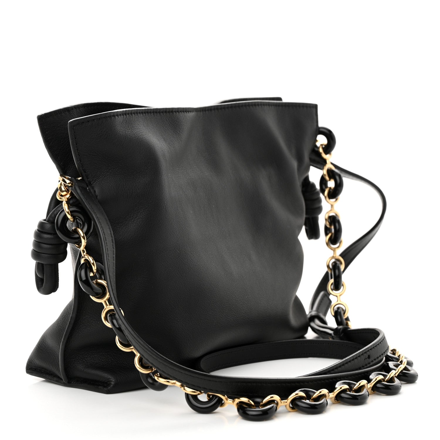 Loewe Nappa Calfskin Mini Flamenco Knot Clutch With Chain Black 3 of 12