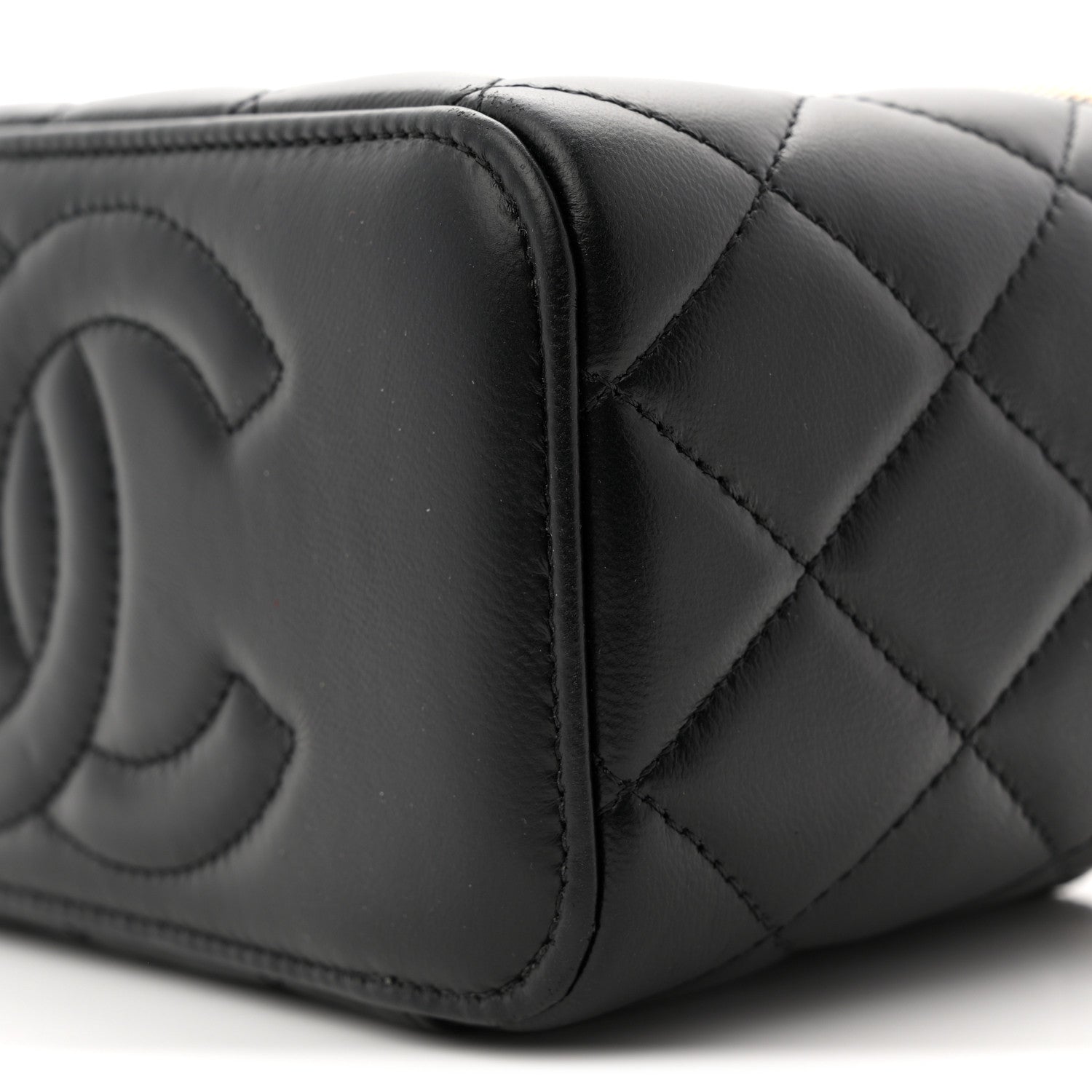 Chanel Lambskin Quilted Crystal Small Top Handle Vanity Case With Chain Black 10 of 12