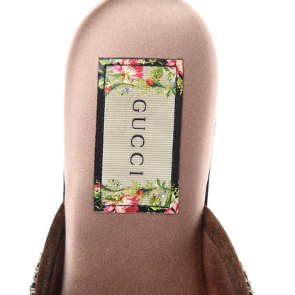 Gucci Velvet GG Monogram Crystal Womens Slippers 35.5 Avio Dusty Pink Vintage Cocoa 6 of 9