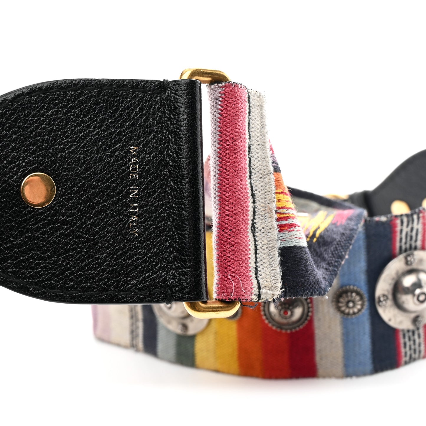 Canvas Embroidered Studded Rainbow Shoulder Strap