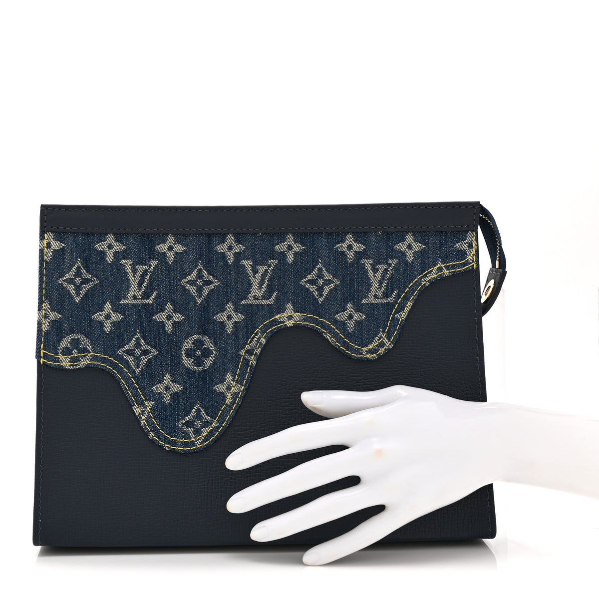 X NIGO Taurillon Monogram Denim Drip Pochette Voyage MM Blue