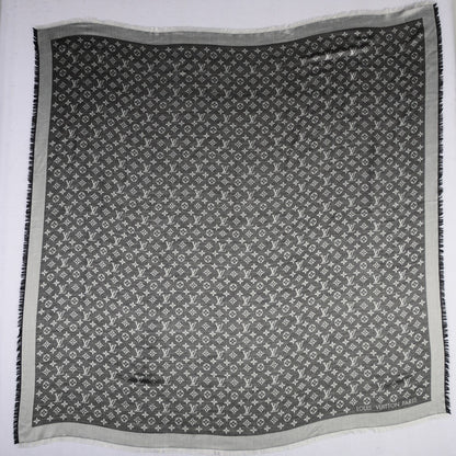 Louis Vuitton Wool Silk Monogram Denim Shawl Black 3 of 6