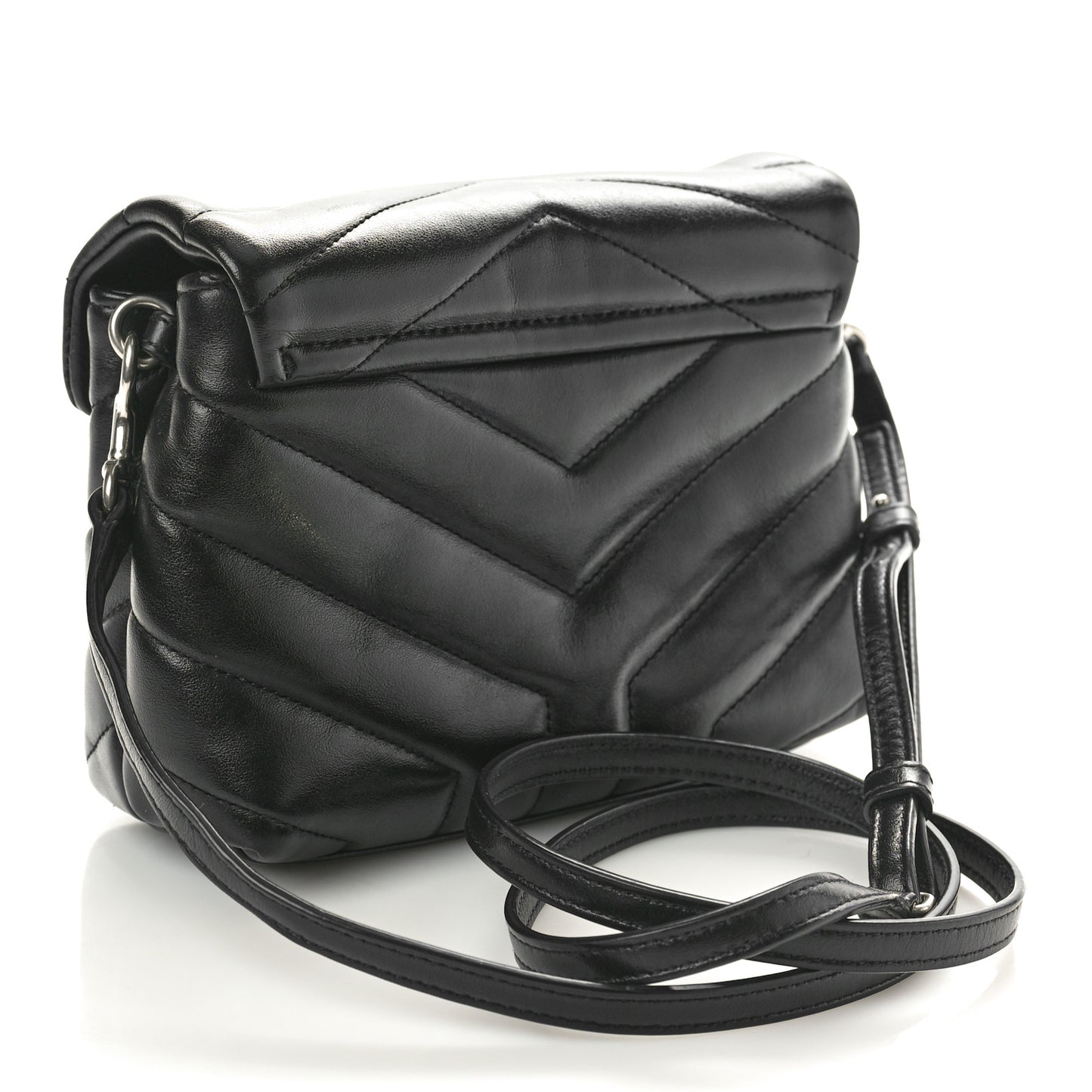 Calfskin Y Quilted Monogram Toy Loulou Crossbody Bag Black