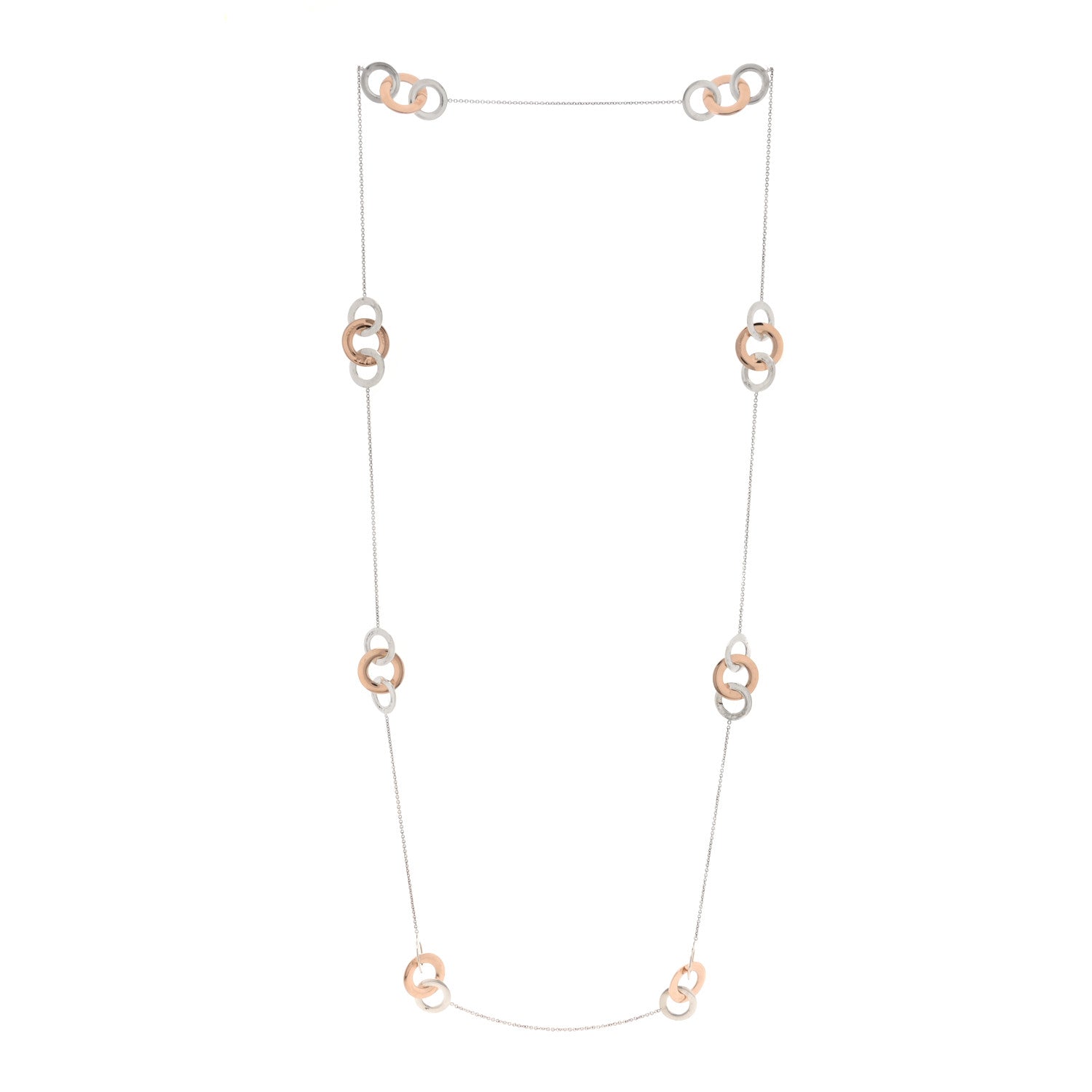 Tiffany Sterling Silver Rubedo 1837 Interlocking Circles Long Necklace 3 of 5
