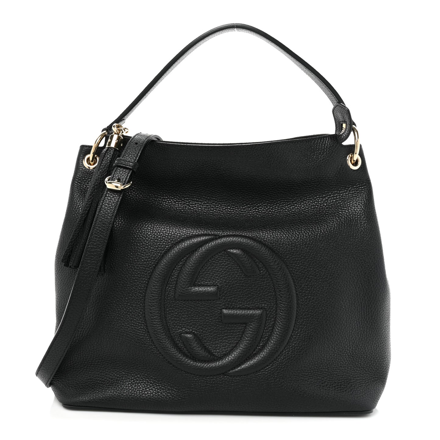 Pebbled Calfskin Large Soho Hobo Black
