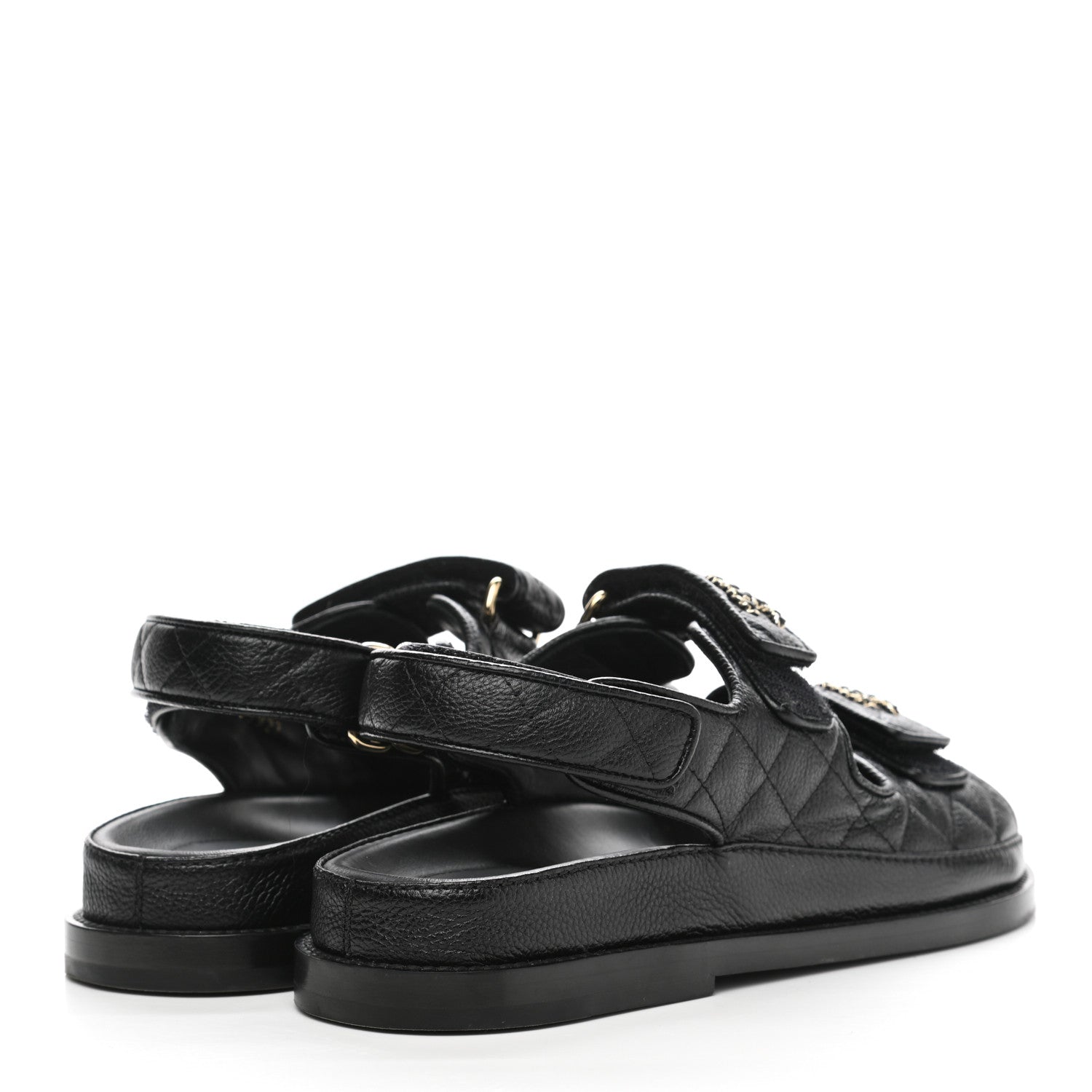 Chanel Grained Calfskin Velcro Dad Sandals 36 Black 4 of 10
